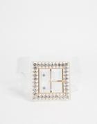 Asos Design Clear Rhinestone Buckle Waist Belt