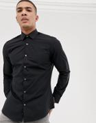French Connection Plain Poplin Slim Fit Shirt-black