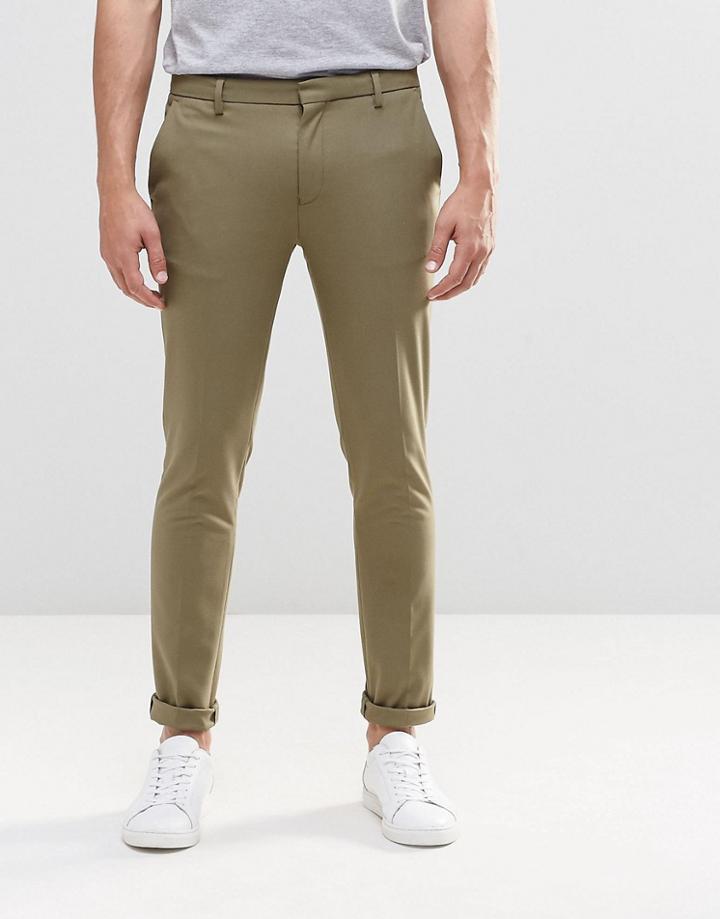 Asos Super Skinny Trousers In Khaki - Burnt Olive