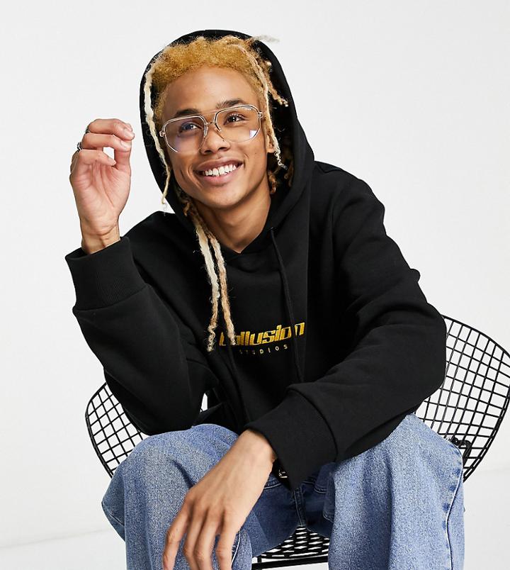 Collusion Hoodie With Logo Embroidery In Black
