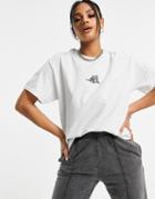 New Love Club Oversized T-shirt With Embroidered Kitten In Gray-grey