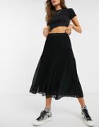 Oasis Pleated Midi Skirt In Black