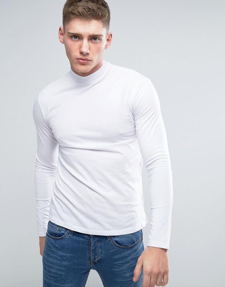 Lindbergh Long Sleeve Top With Turtleneck In White - White