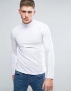 Lindbergh Long Sleeve Top With Turtleneck In White - White