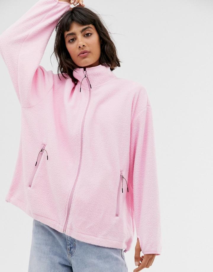 Weekday Micro Fleece Jacket In Bubble Pink