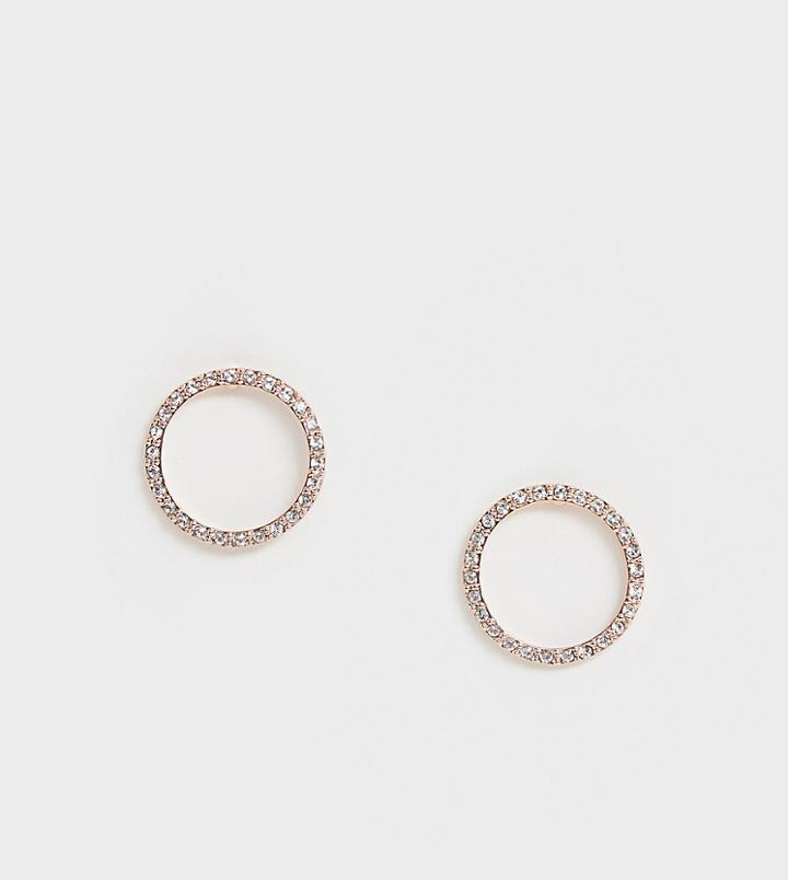 Ted Baker Rose Gold Pave Circle Earrings - Gold