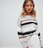 New Look Sweater In Gray Stripe - Gray