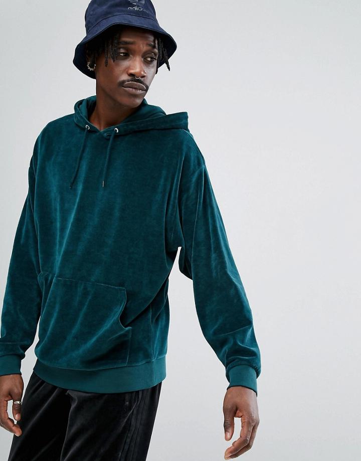 Asos Oversized Velour Hoodie - Green