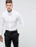 Asos Slim Fit Shirt With Chain Detail - White