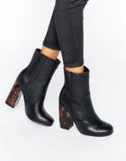 Missguided Contrast Block Heel Ankle Boots - Black