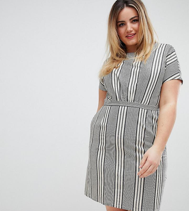 Uttam Boutique Plus Striped Skater Dress - Black