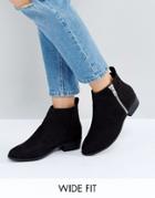 Truffle Collection Wide Fit Side Zip Low Boot - Black