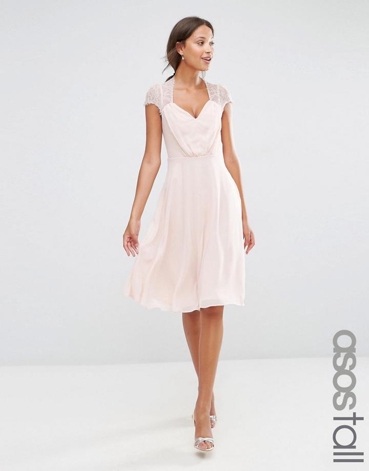 Asos Tall Kate Lace Midi Dress - Beige
