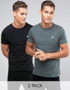 Asos 2 Pack T-shirt With Logo In Black/blue - Multi