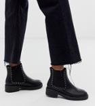 London Rebel Wide Fit Chunky Flat Chelsea Boots In Black