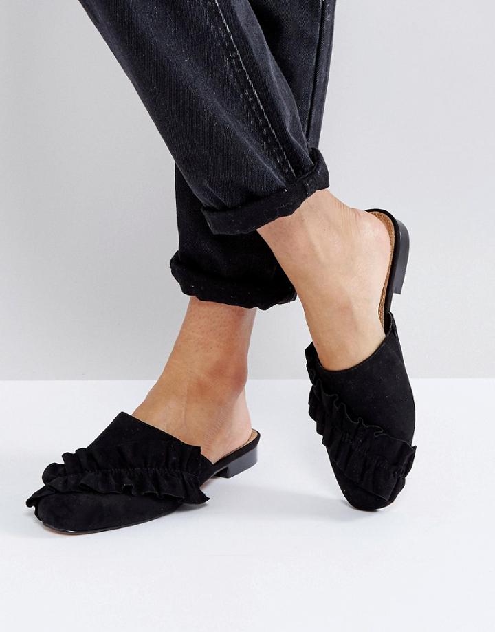Asos Lakeshore Ruffle Ballet Flats - Black