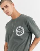 Tommy Jeans Circular Signature Logo T-shirt In Washed Olive-green