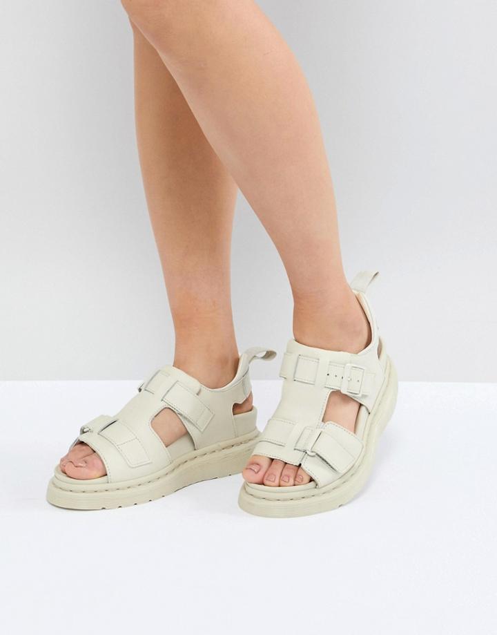 Dr Martens Kimilah White Leather Flat Sandals - White
