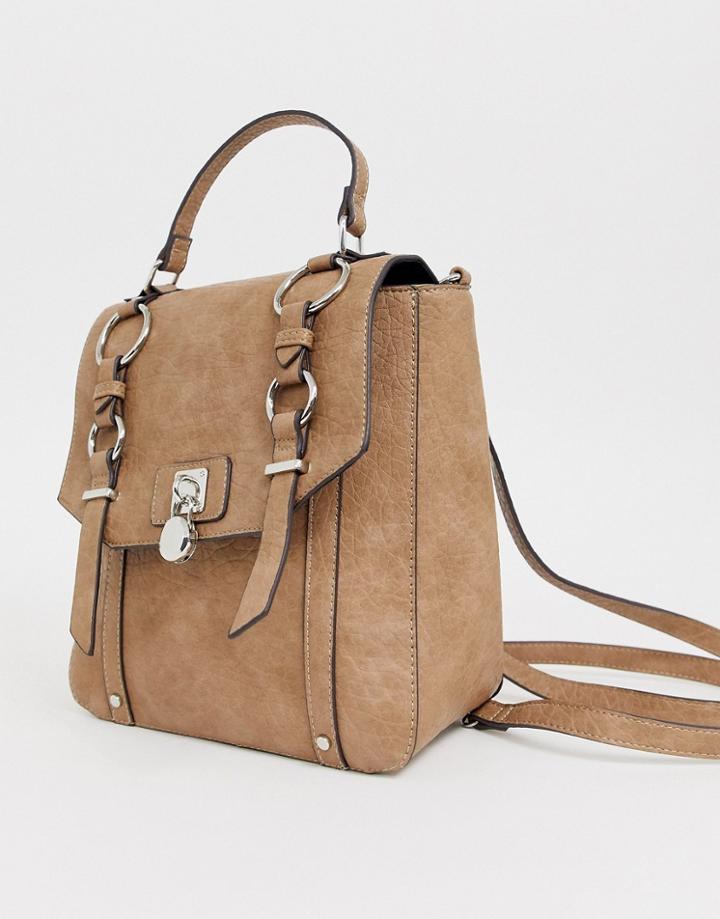Asos Design Hardware Satchel Multi Way Backpack-brown