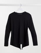 Asos Design Long Sleeve T-shirt With Split Back In Black