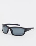 Asos Design 90's Square Visor Sunglasses In Black With Smoke Lens