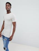 Asos Design Longline Muscle Fit T-shirt With Crew Neck In Grey - Gray