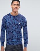 Le Breve Crew Camo Knitwear Sweater - Blue