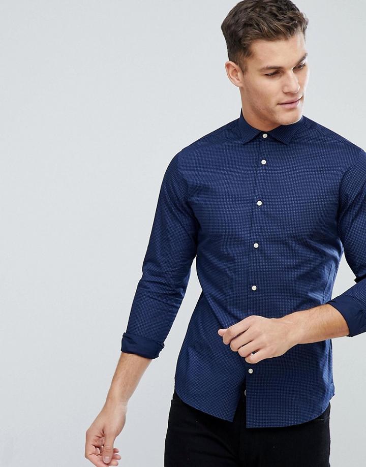 Jack & Jones Premium Slim Fit Shirt In Print - Navy