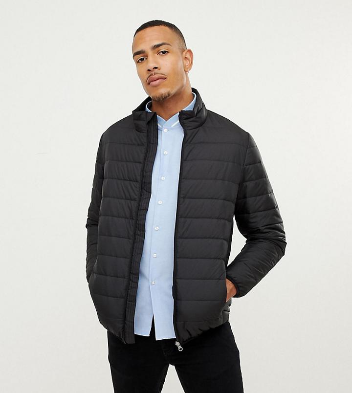 Jacamo Tall Puffer Jacket In Black - Black