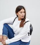Asos Curve Swing Sweatshirt With Raw Hem - White