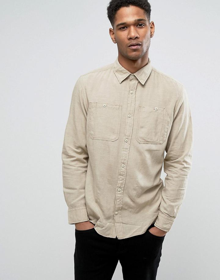 Jack & Jones Vintage Shirt In Slim Fit With Military Pockets - Beige