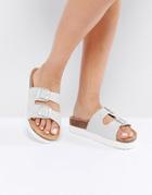 Miss Kg Lacie Double Buckle Flatform Sandal - Silver