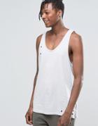 Hand Of God Oil Washed Tank With Asymetric Hem - Gray