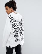Asos Design Extreme Oversized Hoodie With Text Print In White - White