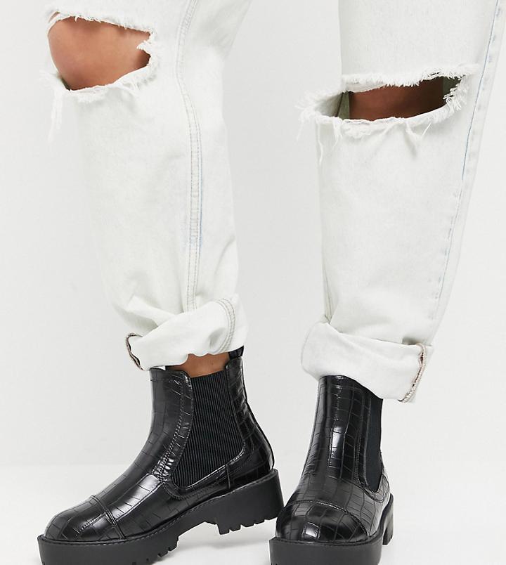 Yours Platform Chunky Chelsea Boots In Black