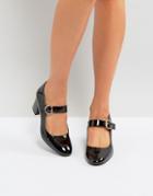 London Rebel Kitten Heel Buckle Mary-jane Shoe - Black