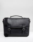 British Belt Co Leather Messenger Bag Black - Black