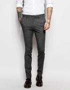 Asos Super Skinny Suit Pants In Dogstooth - Gray