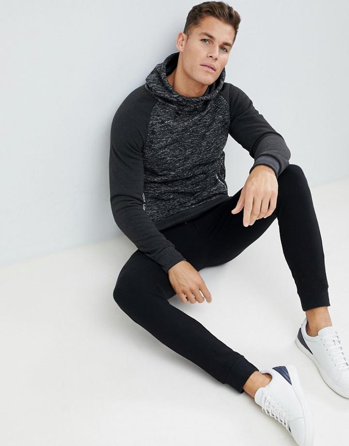 Brave Soul Raglan Sleeve Contrast Hoodie - Gray