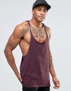 Asos Tank With Extreme Racer Back And Raw Edge In Oxblood - Oxblood