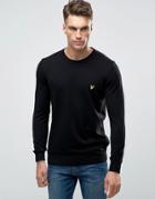 Lyle & Scott Crew Sweater Cotton Merino In Black - Black