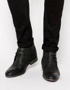 Asos Chukka Boots In Leather - Black