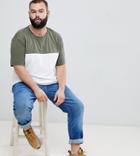 Asos Design Plus Relaxed T-shirt With Contrast Yoke In White - White