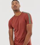 Asos Design Tall T-shirt With Geo Taping In Brown