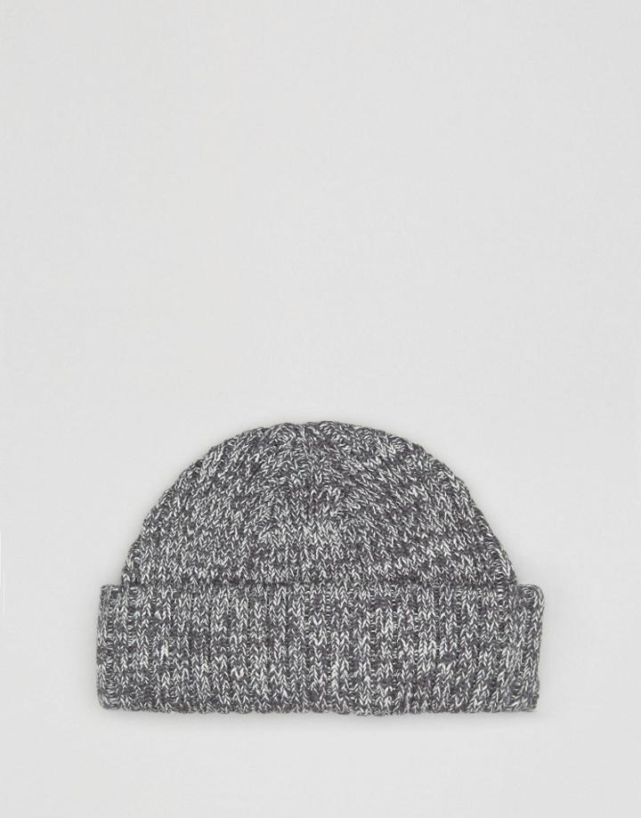 Asos Mini Beanie In Gray Cotton Twist - Gray