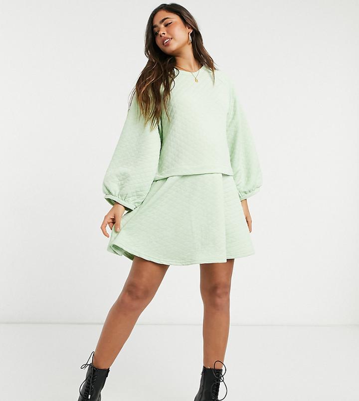 Native Youth Oversized Smock Dress In Diamond Quilting-green
