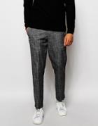 Asos Slim Smart Pants In Textured Fabric - Gray