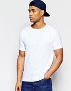 Asos T-shirt With Raglan Sleeves In Reverse Fabric - White