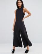 Asos Jumpsuit With Culotte Leg And High Neck - Black
