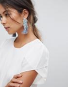 Asos Design Ball Stud And Pretty Stone Tassel Earrings - Silver